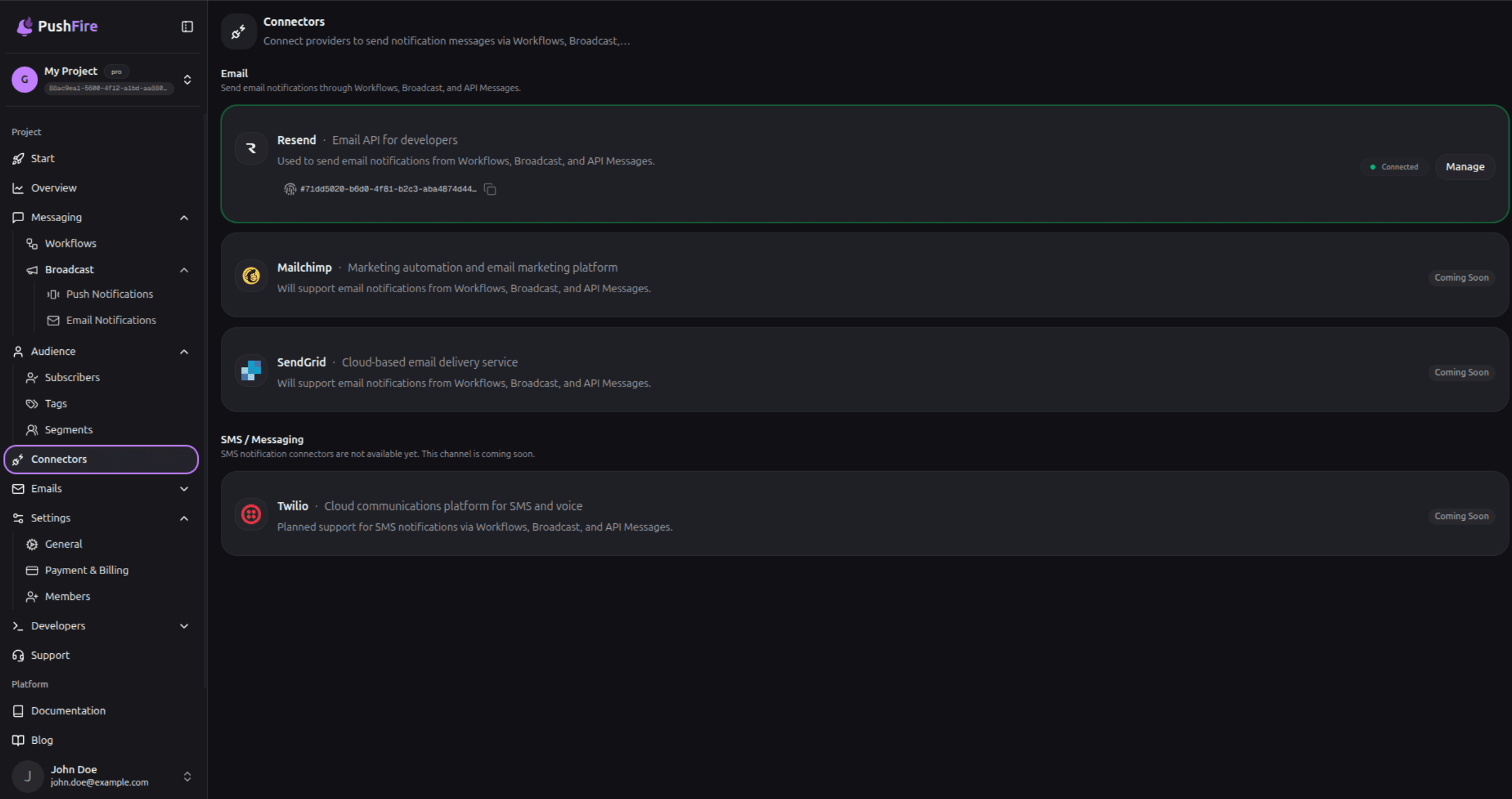 PushFire connector integrations